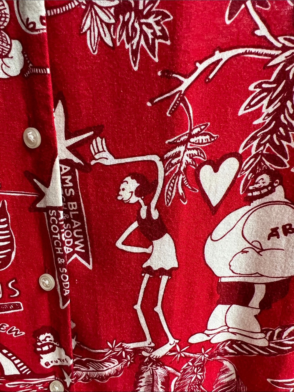 Popeye fans! Scotch & Soda Brutus Hawaiian Shirt Short Sleeve Button Front  XL